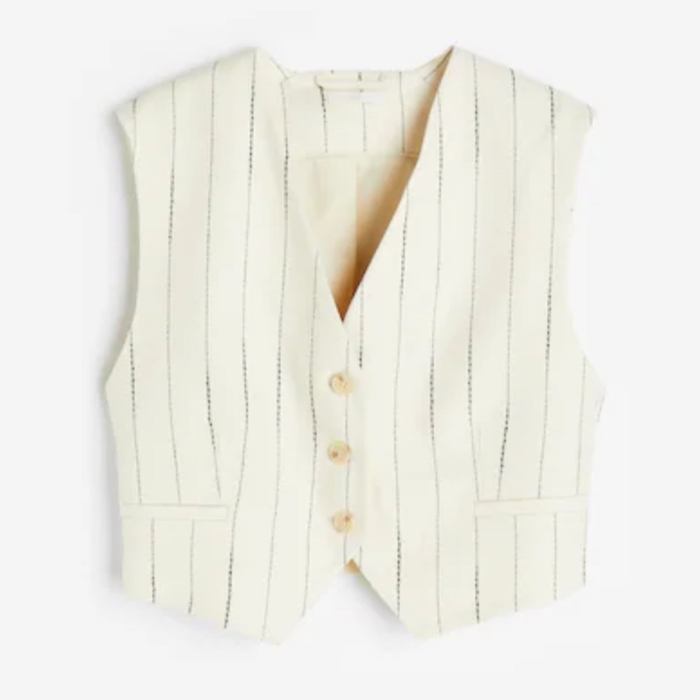 H&M linen pinstriped cropped vest